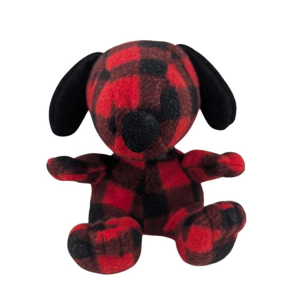 Hallmark Peanuts Snoopy Plush Red Black Buffalo Plaid‎ Check Stuffed Animal 6"